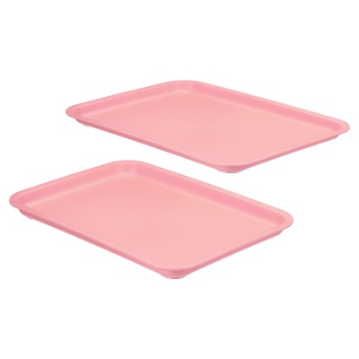 14x10'' Fast Food Tray, 2 Pack Plastic Reusable Multi-Purpose Serving Tray Pink