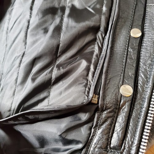 Vintage UNIK Black Leather Size 46T Dble Rider Classic Biker Motorcycle Jacket