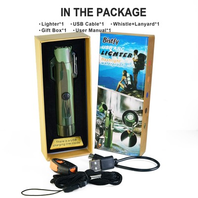 Bistfy Electric Lighter with Flashlight, Dual Arc USB Rechargeable Waterproof...