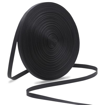 ZHFMILY 3/8 inch Black Webbing Strap-50 Yards-10mm Flat Heavyweight Webbing C...