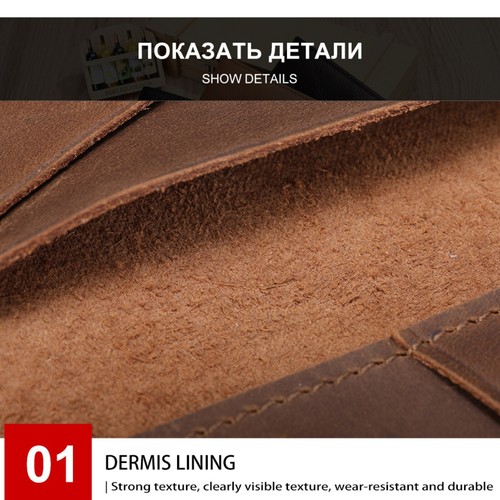 Men's Slim Bifold Wallet Genuine Leather Anti-Magnetic Card Holder RFID Blocking