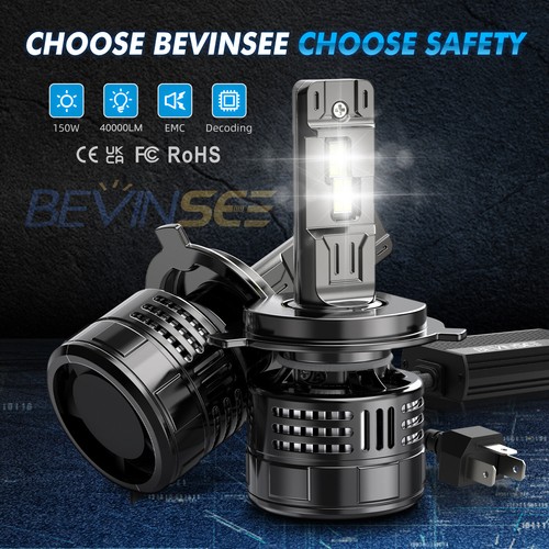 Bevinsee H4 LED Headlight Bulbs High/Low Beam Fog Light 150W 40000LM High Power