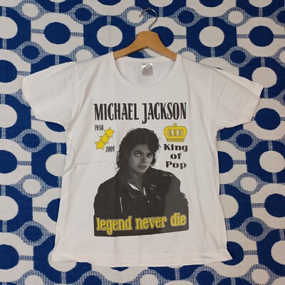 MICHAEL JACKSON COMMEMORATIVE T-SHIRT by STEDMAN 1958 2009 LEGENDS NEVER DIE 