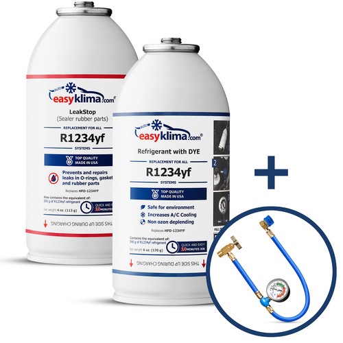 EasyKlima Kit R1234yf Recharge Climatisation Auto + Stop Fuite LeakStop