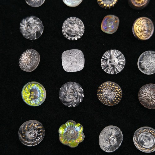 Mixed Lot of 30 Vintage Clear Glass Buttons - Small Round Textured