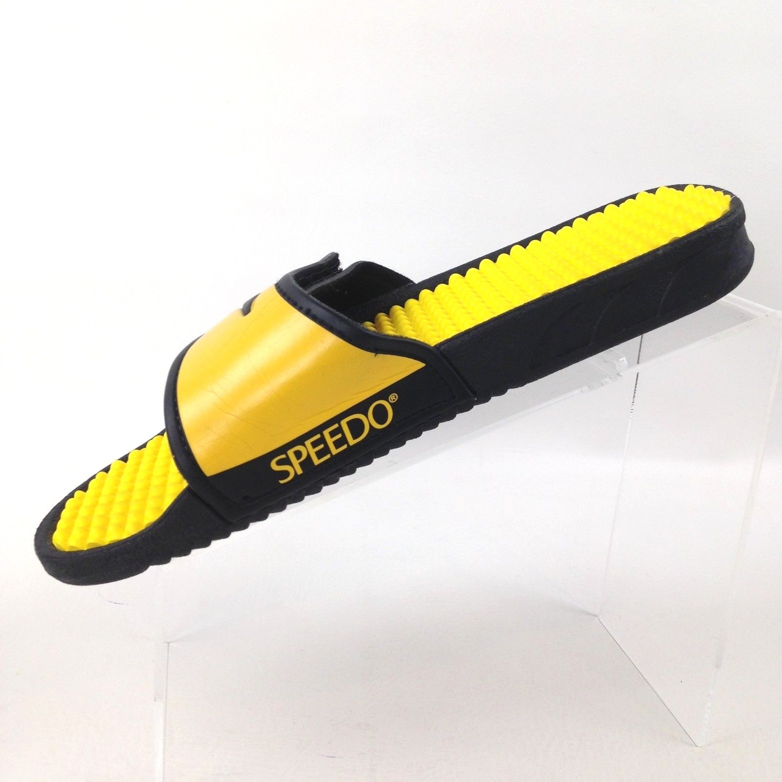 Speedo Sandals Mens Slide Slip On Sport Swimming Sz Mens 8-9 Womens 10-11 Yellow