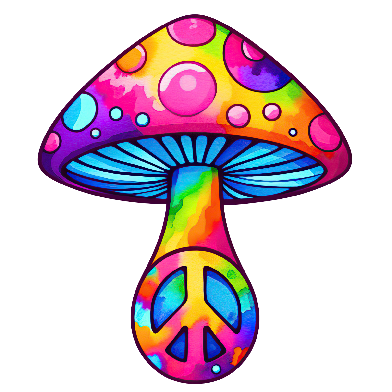 Psychedelic Magic Mushroom Groovy Trippy Self Adhesive Vinyl Sticker