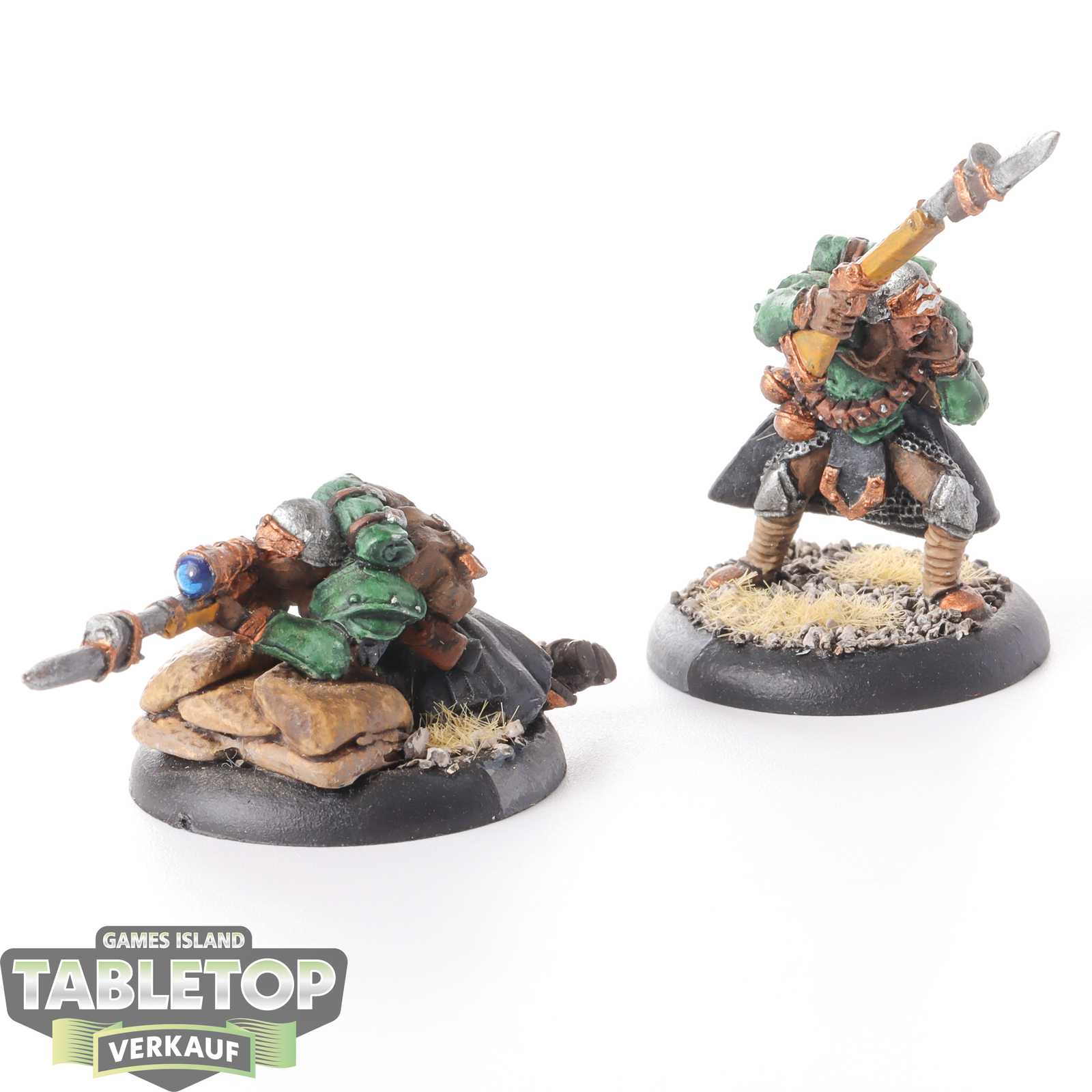 Cygnar - Cygnar Trencher Officer & Sharpshooter - bemalt