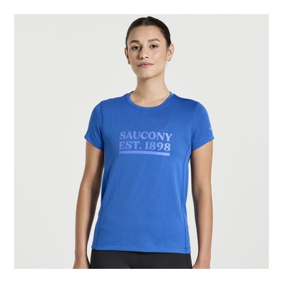 

Saucony Women секундомер с графикой с коротким рукавом для бассейна с графикой  Одежда, Pool graphic