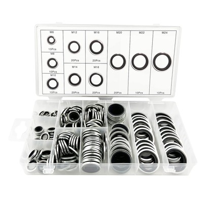 150Pcs Automotive Self-Centered Bonded Seal Gasket Assortment Kit Bonded Seal...