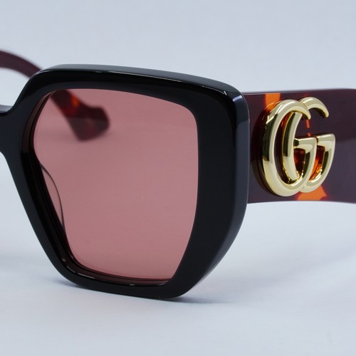 Pre-owned Gucci Gg0956s 009 Black/havana/rust 54-19-145 Sunglasses Authentic
