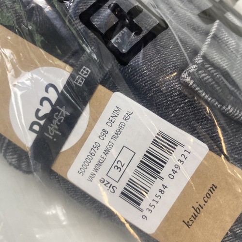 KSUBI KSUBI VAN WINKLE - ANGST TRASHED REAL - BLACK - W32 - RRP £250.00
