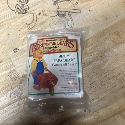 Vintage 1987 Berenstain Bears McDonalds Happy Meal Set 2 Papa Bear In Package