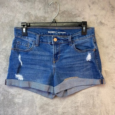 Old Navy Boyfriend Denim Shorts Womens 2 Regular Medium Wash Distressed Cuffed