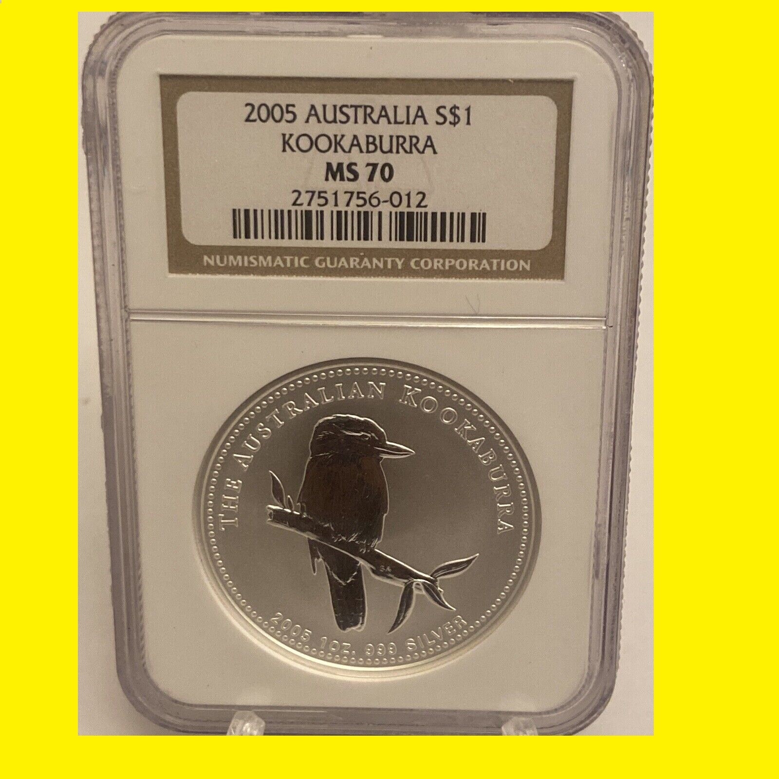 2005 $1 Australia Kookaburra 1 oz Silver Coin NGC MS 70