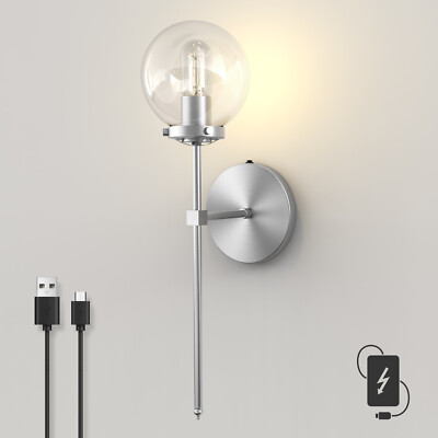 Wall Sconce Lamp Rechargable Battery Operated Wall Light Wireless with Bulb