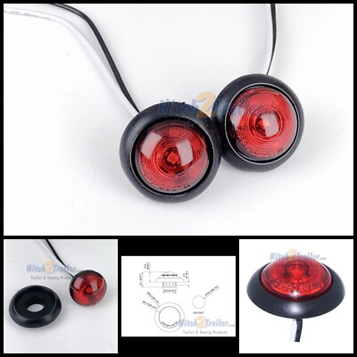 (2) RED 1-1/4'' Dia Round 7 LED Marker lights Non-Directional 3/4'' hole mount