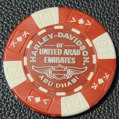 HD UNITED ARAB EMIRATES Abu Dhabi (Red AKQJ) International Harley Poker Chip
