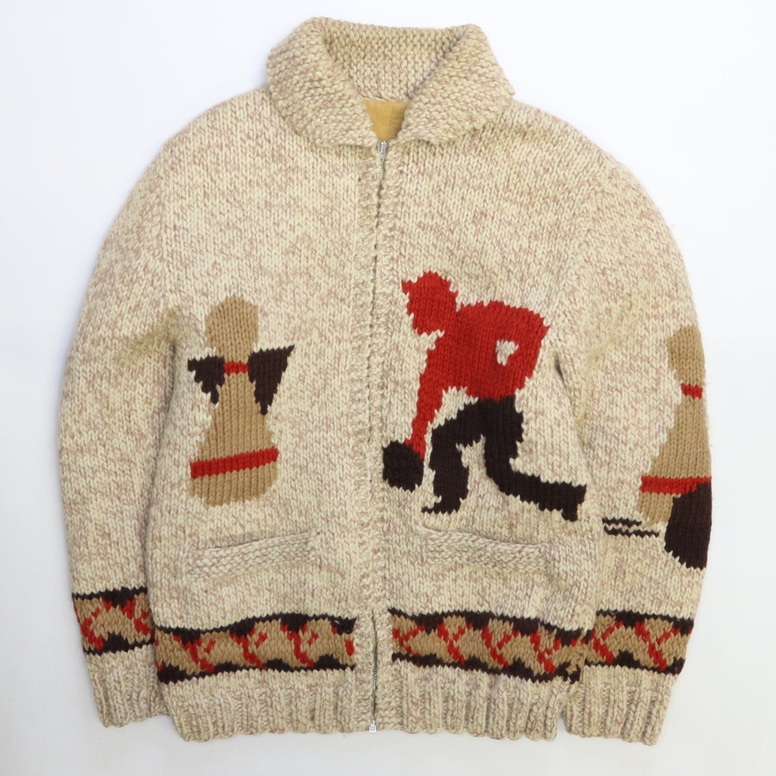Vintage Bowling Wool Knit Cowichan Sweater Size Medium