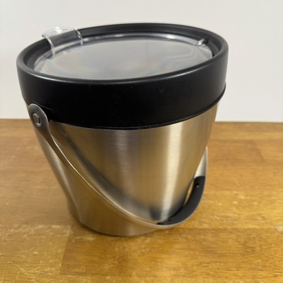 Ice Bucket OXO Stainless Steel Black Tongs Holder Insulated Bar Barware flip top