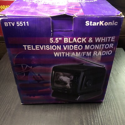 StarKonic BTV 5511 5.5'' Black & White Television Video Monitor with AM/FM Radio