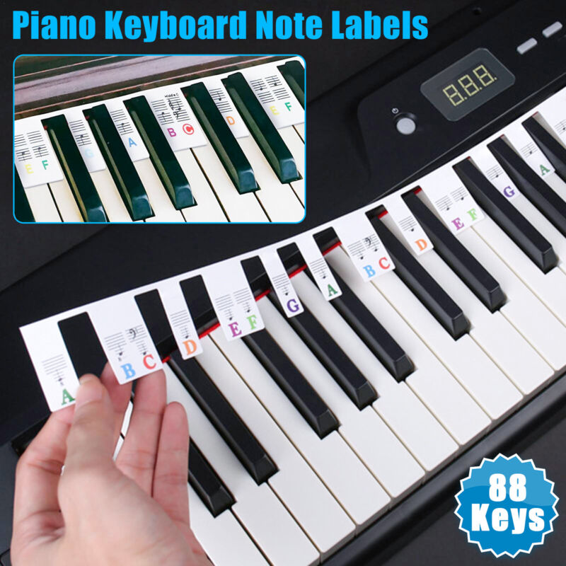 88-Keys Waterproof Removable Piano Keyboard Note Labels Reusable Piano Stickers