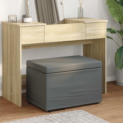 Stool Dark Grey 61 x 41 x 40 cm Fabric and Engineered Wood
