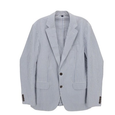 NWT J CREW Factory Thompson Seersucker Blazer Slim Fit Blue White Stripe 38R