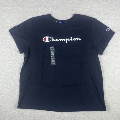 Champion Youth Boy's Black XL Classic Logo Crewneck Short Sleeve T-Shirt NWT