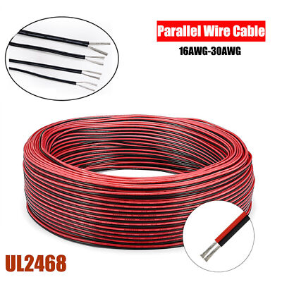 16 /18 /20 /22 /24/26/28 AWG Flat Ribbon Twin-Core 2 Pin Cable Stranded Wire PVC
