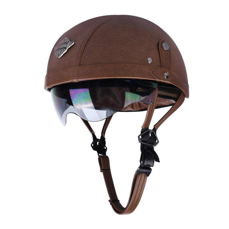Motorcycle Half Helmet Goggles Dot Approved Visor Shield