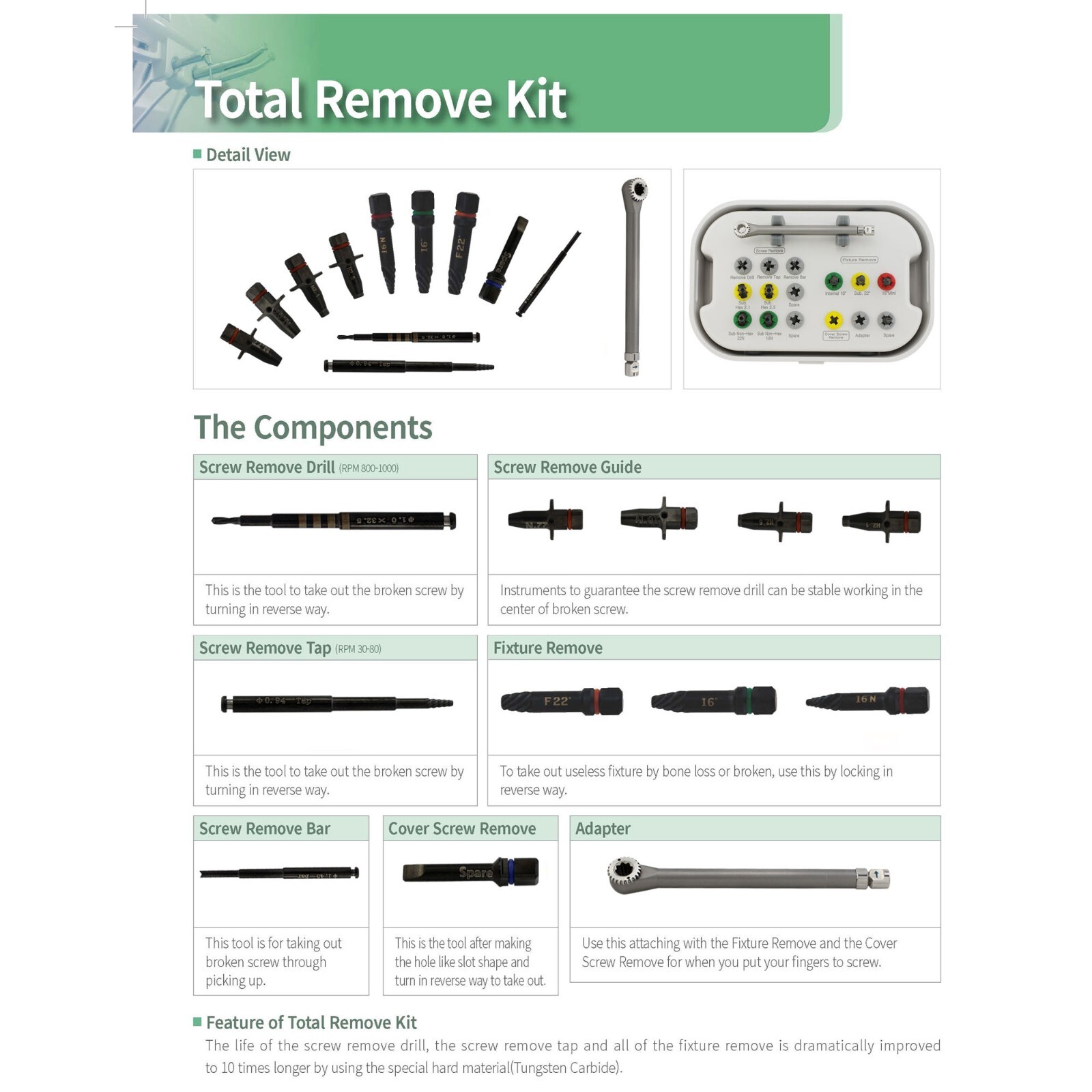 Implant Fixture & Fractured Screw Removal Kit NeoBiotech SR MCT FSRK-02 Haenaem