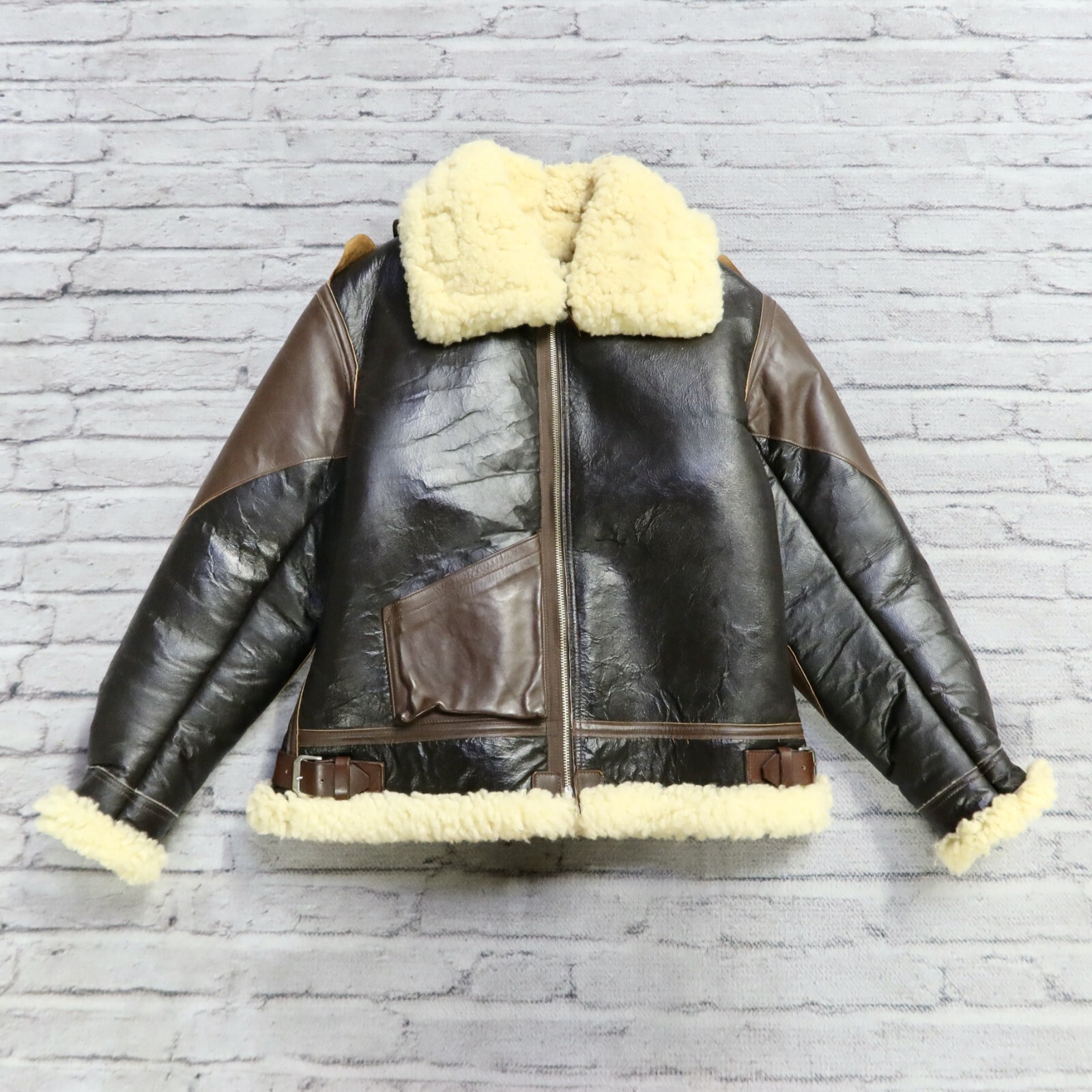 ふ*う様 vtg 80s schoot b-3 mouton flight ja Schott Type B-3 Flight Mouton Bomber Leather jacket Brown