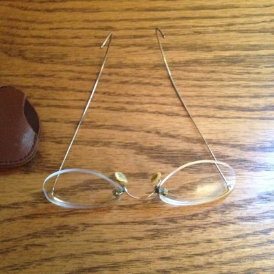 Antique Gold Spectacle Eye Glasses Signed ARTCRAFT 1/10 12K GF With Brown Case