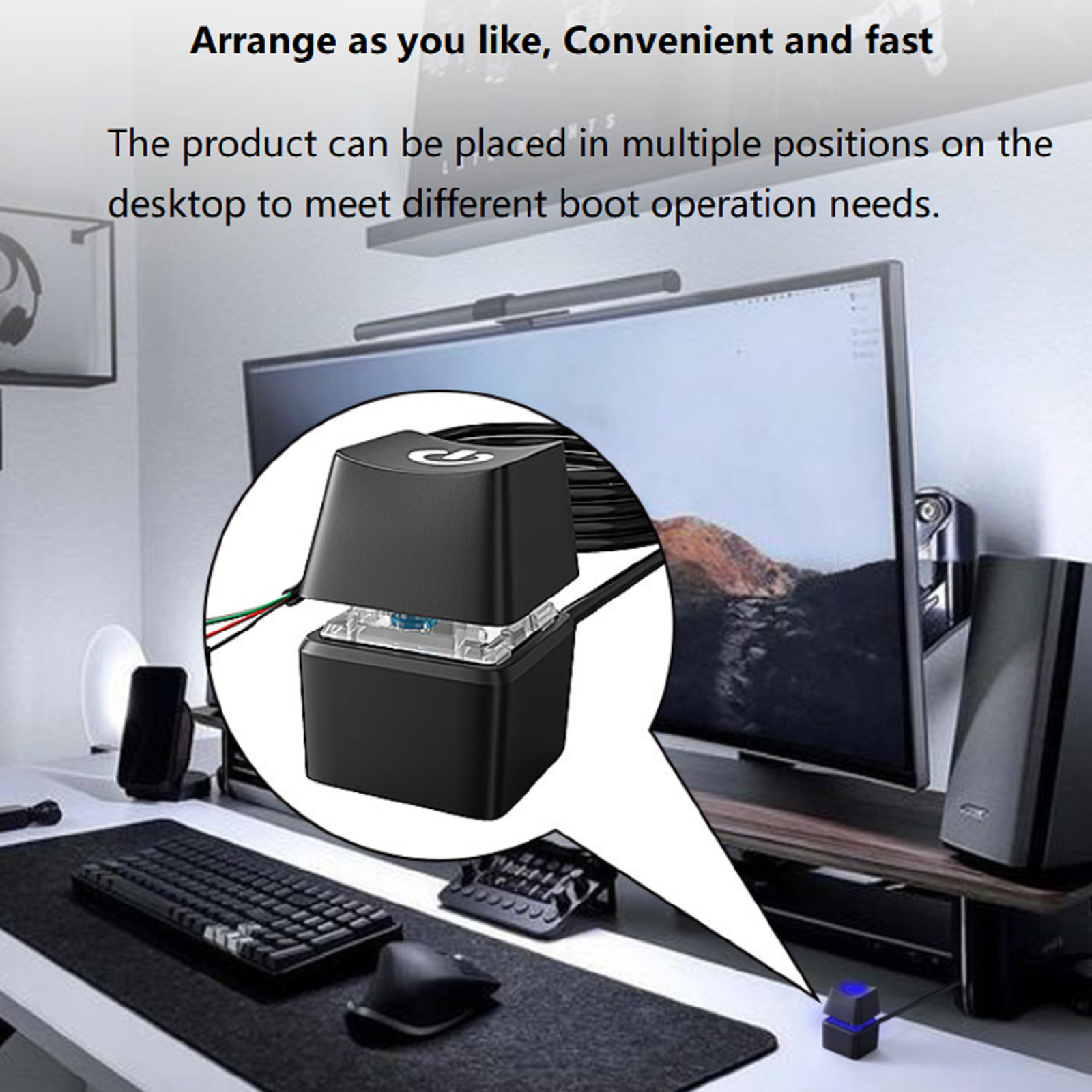 LED Computer Desktop Switch PC Motherboard External Power On/Off Button ...