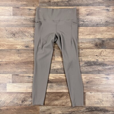 Athleta Leggings Womens Large Gray Ribbed Active Yoga Stretch Workout Pants