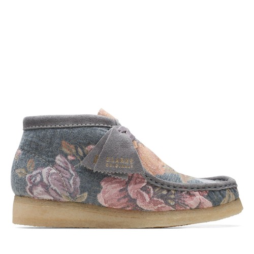 

[26169842] Мужские БОТИНКИ Clarks WALLABEE СИНИЕ ЦВЕТОЧНЫЕ, Blue floral