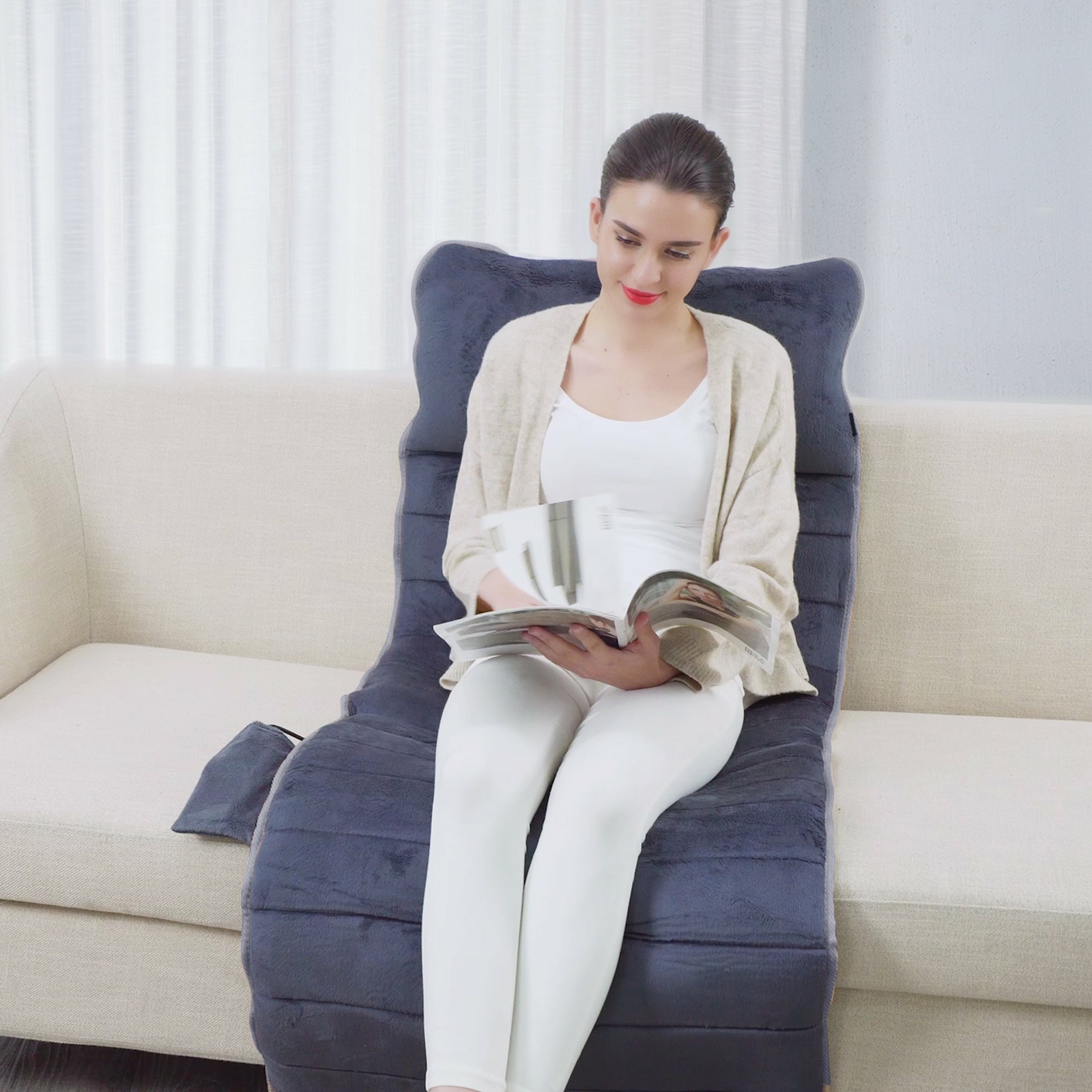 Snailax Vibration Massage Mat Seat Cushion with Heat, Memory Foam Cushion Seat