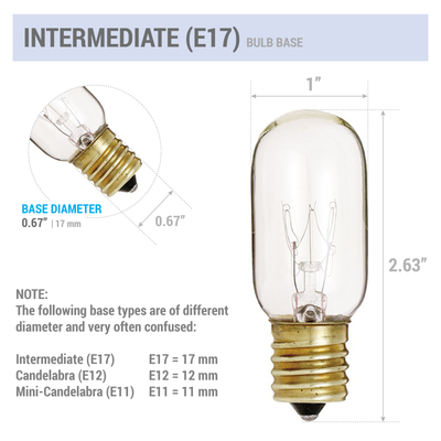 (6 Pack) 25T8/N T8 Microwave Refrigerator Bulb 25W Intermediate E17 Sign Clear