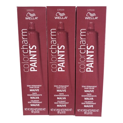 3 Wella Color Charm Paints Tubes 2 oz Each Semi Permanent Mauve Hair Color New