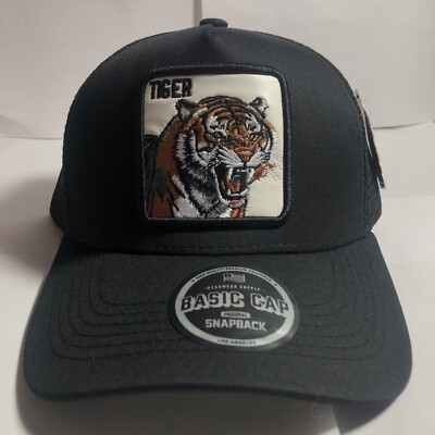Basic Cap Trucker Hat  Tiger  Headwear Supply all black SnapBack Cap