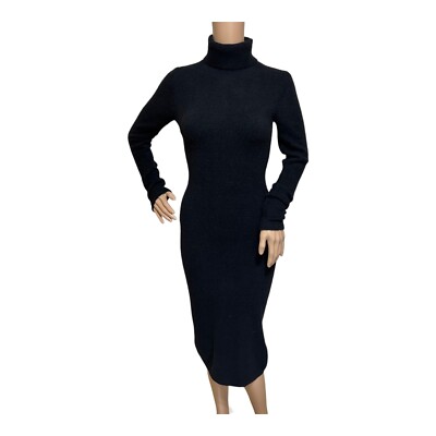 Aritzia Wilfred Free Atlantic Hush Knit Midi Sweater Dress S Black Mob Wife New