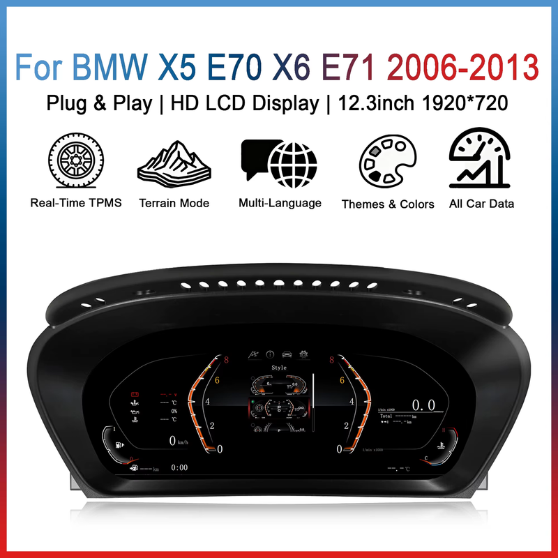 Digital instrument cluster for BMW X5 E70 X6 E71 2006-2013 CCC CIC Odometer,HUD