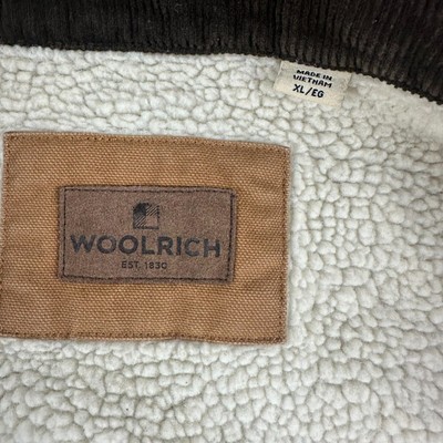 Woolrich Jacket Mens XL Canvas Sherpa Lined Trucker Work Jacket Brown - Image 2