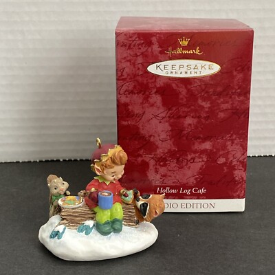 VTG Hallmark Keepsake Ornament 1999 Hollow Log Cafe Elf Studio Edition Exclusive