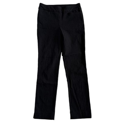 Chico's Black Textured Ripple Slim Leg Pull On Pants (Chico's 00R) US 2R Stretch