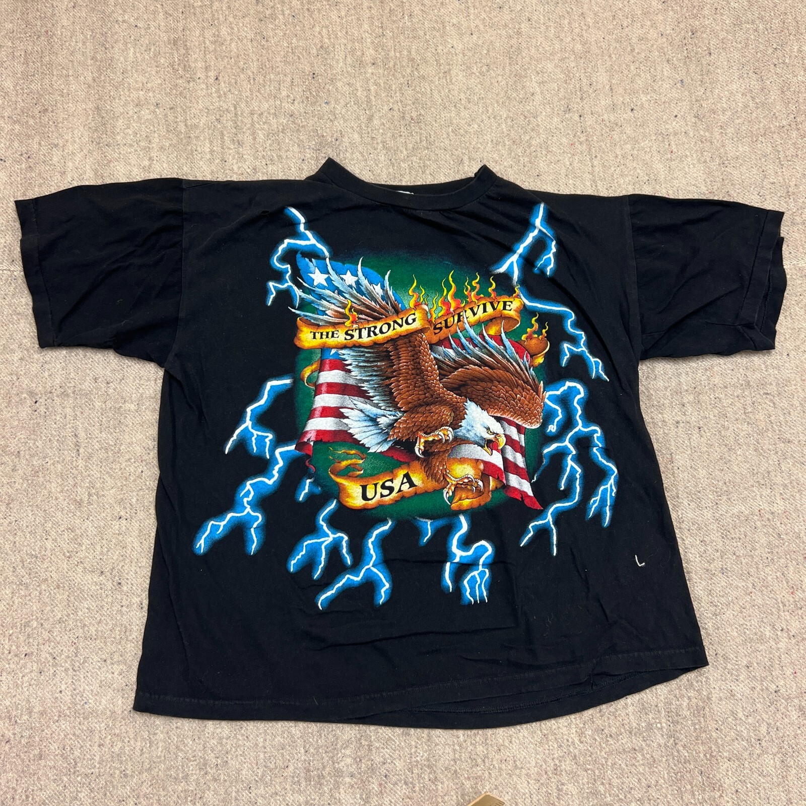 Vintage USA Thunder Shirt Mens XXL Black 1990s Eagle America