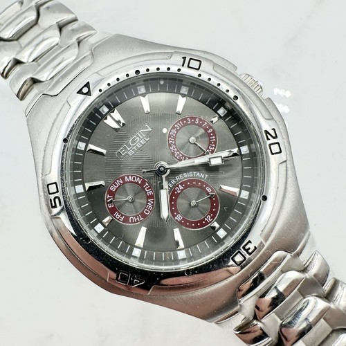 Elgin Steel FG 117N 39mm Men's Watch, New Battery, Size 7