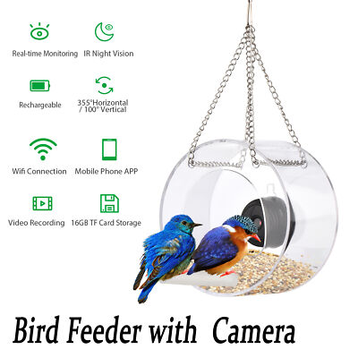 Hanging Suction Smart Bird Feeder Wild Birds Feeder With Camera Bird Supply O0G9