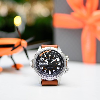 Pre-owned Hamilton - H77755533 - Khaki Aviation X-wind Day Date Auto Office Automatic